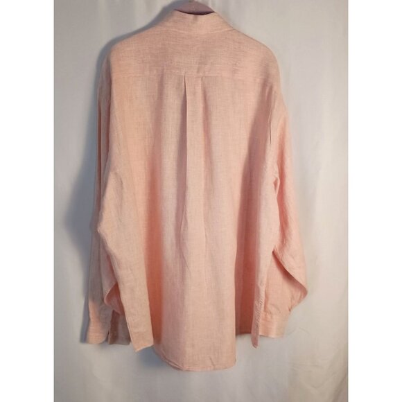 Brooks Brothers Irish Linen Polo Shirt XL Peach 100% Linen Dress Shirt - Picture 2 of 4